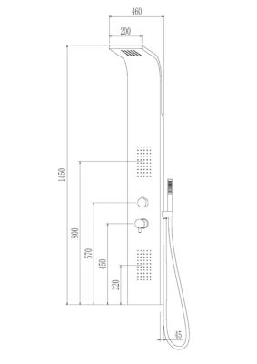 Colonne de douche hydromassante mécanique avec pommeau + douchette + flexible blanc, Essebagno Esseflat