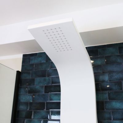 Colonne de douche hydromassante mécanique avec pommeau + douchette + flexible blanc, Essebagno Esseflat