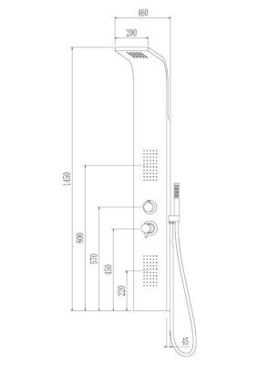 Colonne de douche hydromassante mécanique avec pommeau + douchette + flexible finition gun metal Essebagno Esseflat