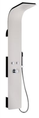 Colonne de douche hydromassante mécanique avec pommeau intégré + douchette + flexible, noir/blanc, Essebagno