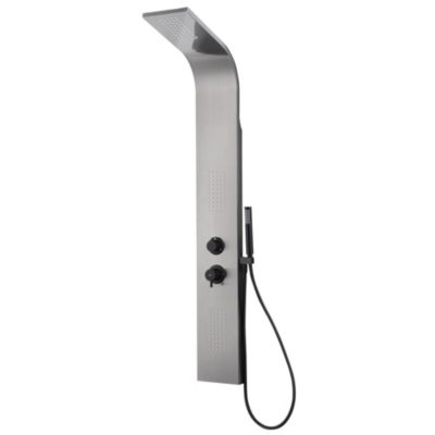 Colonne de douche hydromassante mécanique gun metal Essebagno Esseflat, avec douche de tête et douchette