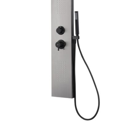 Colonne de douche hydromassante mécanique gun metal Essebagno Esseflat, avec douche de tête et douchette