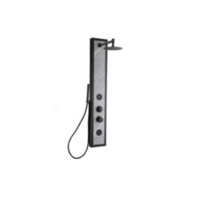 Colonne de douche hydromassante noire avec décor pierre - H127 x L48,5 cm - LETIYA