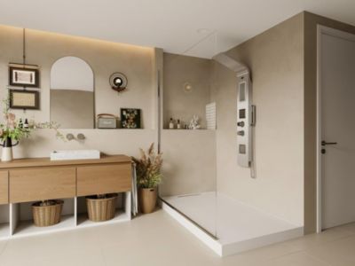 Colonne de douche hydromassante thermostatique AMANDA - avec rangement - 22x145 cm
