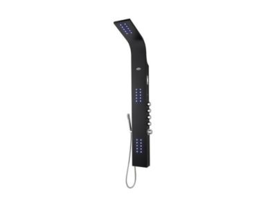 Colonne de douche hydromassante thermostatique à leds et bluetooth - L20 x H165 cm - Noir - CHAKRA V