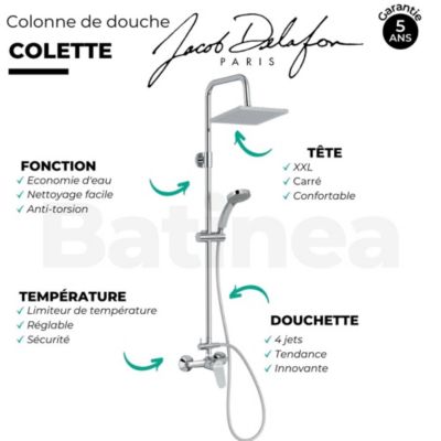 Colonne de douche JACOB DELAFON Colette mécanique 4 jets chrome