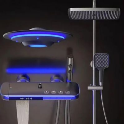 Colonne de douche led thermostatique gun métal, Moutinne | Castorama