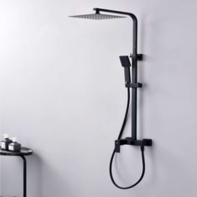 Colonne de douche mécanique avec barre extensible SKY BATH noir mat PVD Inox S304 série ARMY