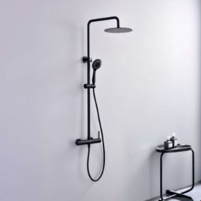 Colonne de douche mécanique avec barre extensible SKY BATH noir mat PVD Inox S304 série ROCK