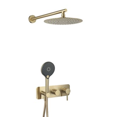 Colonne de douche mécanique encastré PAINI Ortence  laiton brossé + douchette 3 jets + corps encastré