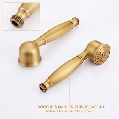 Colonne de Douche Mécanique  Ensemble de Douche à Double Poignée Rétro Système de Douche Réglable Kit de Douche en Laiton