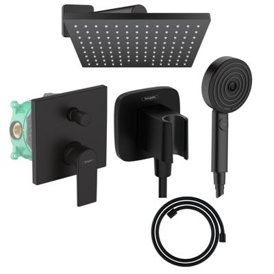 Colonne de douche mécanique HANSGROHE Vernis Shape Douche de tête Vernis Shape Flexible Designflex Douchette Pulsify noir