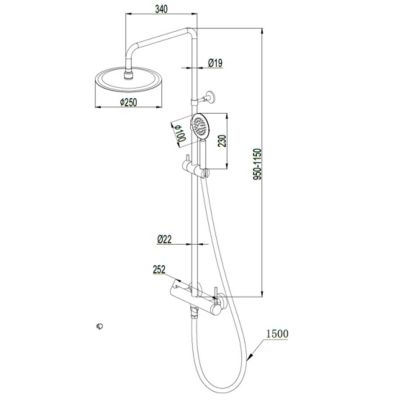 Colonne de douche mécanique or brossé 250 Essebagno Lollipop II