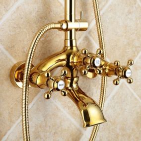 Colonne de douche mélangeur style doré forme cloche