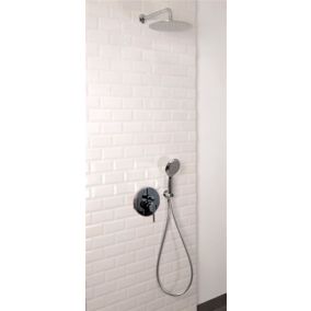 Colonne de douche sans robinetterie avec pommeau + douchette + barre  réglable, chrome, Sarodis Duo Smart