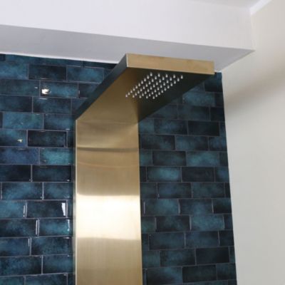 Colonne de douche mécanique avec douchette et flexible, aluminium doré, Essebagno Essekadra