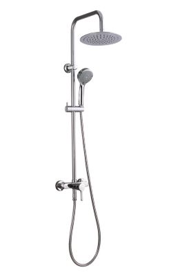 Colonne de douche mécanique avec pomme de tête + douchette 1 jet + flexible, chromé, Essebagno