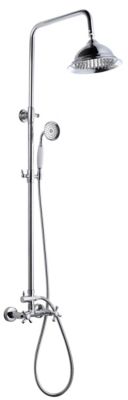 Colonne de douche télescopique chromée avec mitigeur monocommande, pomme de  douche de tête, douchette et flexible