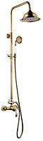 Colonne de douche mécanique avec pommeau + douchette 1 jet + flexible + barre réglable, vieux bronze, Edouard Rousseau Byron
