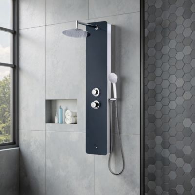 Eisl Duschtraum Kit Colonne Effet Pluie De 200 X 200 Mm Et Douchette A Main Systeme De Douche Ideal Pour Equiper Les Trous De Percage Existants Dxld60088cs Chrome Noir