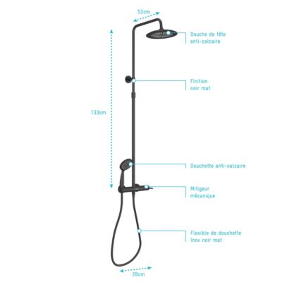 G-Proise Poe De Douche Entièreent En étal Avec Tuyau De 180,3 C, Poeau De Douche Carré