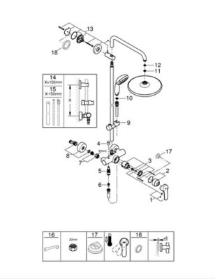 Colonne de douche mécanique chrome Grohe Vitalio Start 250
