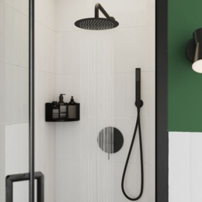 Colonne de douche mécanique encastrée en laiton massif finition noir mat, GoodHome Owens