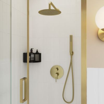 Colonne de douche mécanique encastrée en laiton massif finition satin, GoodHome Owens