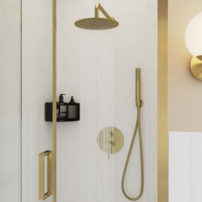 Colonne de douche mécanique encastrée en laiton massif finition satin, GoodHome Owens