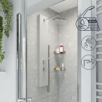 Colonne de douche mécanique hydromassante, gris, GoodHome Tanvia