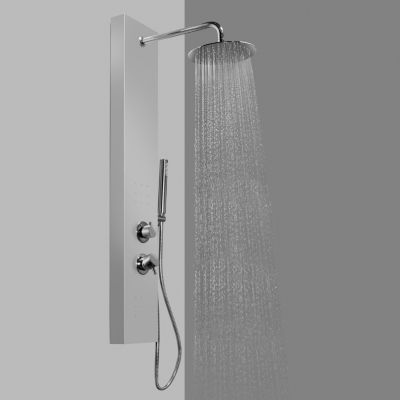 Colonne de douche mécanique hydromassante, gris, GoodHome Tanvia
