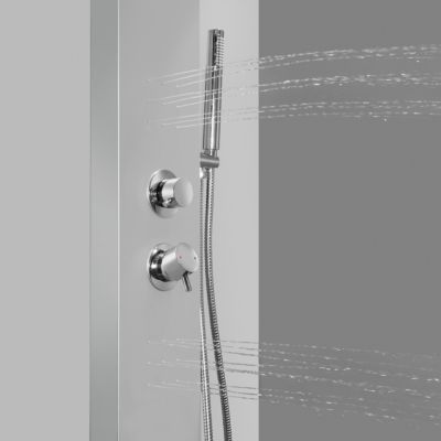 Colonne de douche mécanique hydromassante, gris, GoodHome Tanvia