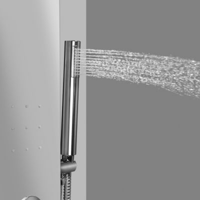 Colonne de douche mécanique hydromassante, gris, GoodHome Tanvia