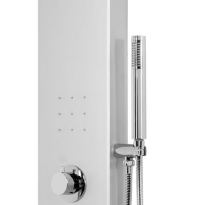 Colonne de douche mécanique hydromassante, gris, GoodHome Tanvia