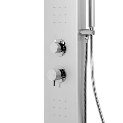 Colonne de douche mécanique hydromassante, gris, GoodHome Tanvia