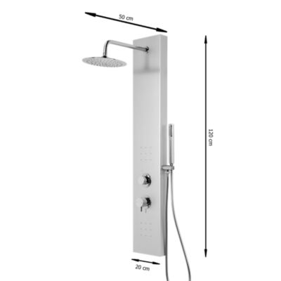 Colonne de douche mécanique hydromassante, gris, GoodHome Tanvia