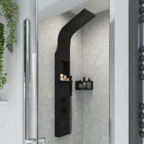 Colonne de douche mécanique hydromassante, noir mat, GoodHome Layra