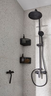 Colonne de douche mécanique noire GoodHome Cavally