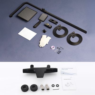 Douche Camping Colonne De Douche Sans Mitigeur, Kit Complet De Douche à Effet Pluie De Douche De 254x 254cm Et Douchette Barre De Douchenoir 87230008 Accessoires Salle De Bain