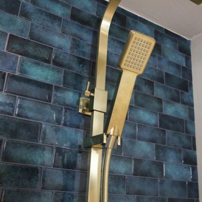 Colonne de douche or brossé avec thermostatique 300 Essebagno Quartos