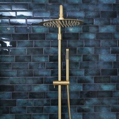 Colonne de douche or brossé sans mitigeur Essebagno Luisa II