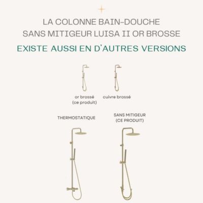Colonne de douche or brossé sans mitigeur Essebagno Luisa II