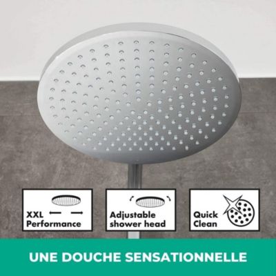 Colonne de douche ou bain douche sans mitigeur HANSGROHE Crometta S 240 chromé + tablette AddStoris