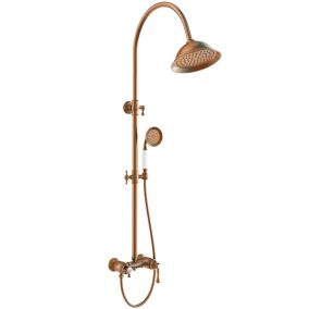 Colonne de douche rétro cuivre brossé mitigeur mécanique Essebagno Leeds