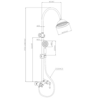 Colonne de douche rétro cuivre brossé mitigeur mécanique Essebagno Leeds