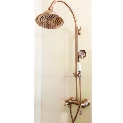 Colonne de douche rétro cuivre brossé mitigeur mécanique Essebagno Leeds