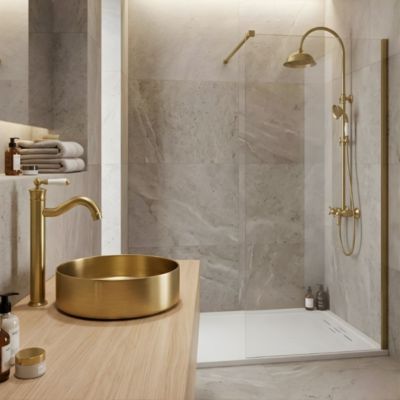 Colonne de douche rétro or brossé mitigeur mécanique Essebagno Leeds