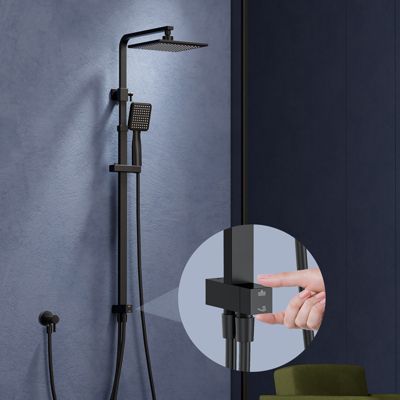 Colonne de Douche sans Mitigeur Systeme de Douche avec Douchette Set Kit de Douche en Acier Inox Noir Réglable en Hauteur