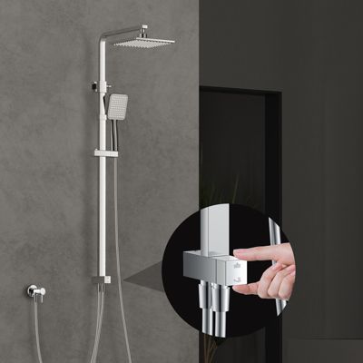 Colonne de Douche sans Mitigeur Systeme de Douche avec Douchette Set Kit de Douche en Acier Inox Réglable en Hauteur Chromé