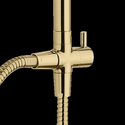 Colonne de douche sans robinetterie avec douchette + pomme de tête + barre réglable + flexible, doré, Wenko Young Line